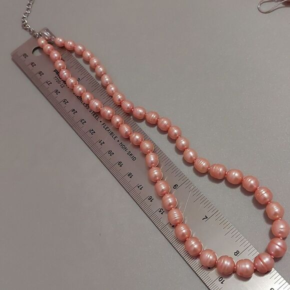 HONORA 925 Pink Freshwater Baroque Pearls Demi Parure Necklace Earrings Bracelet - Picture 7 of 8